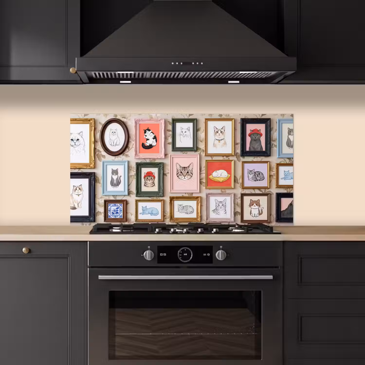 Kat - Portret - Dieren - Illustratie - Lijst keuken achterwand spatscherm middel -sfeer1