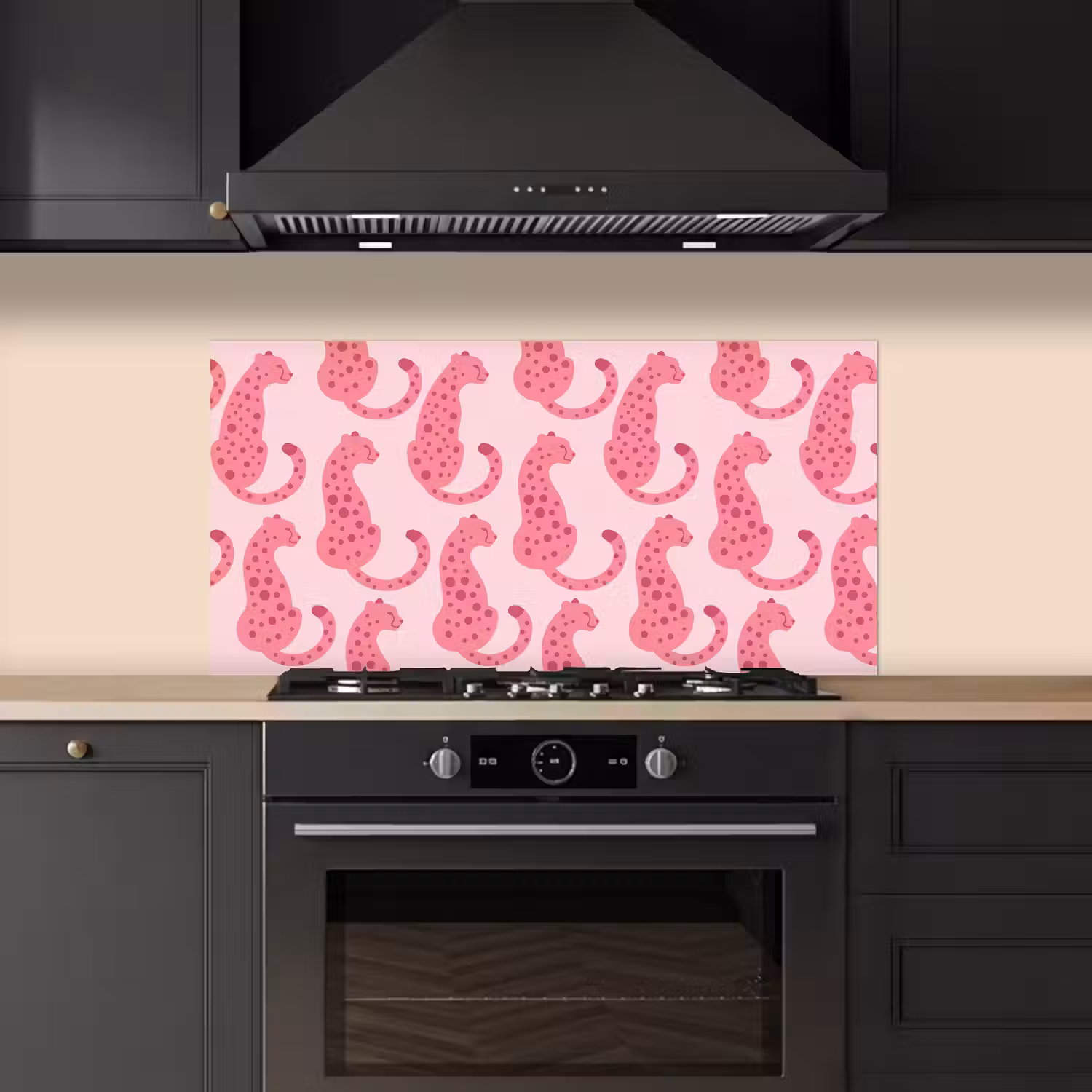 Kat - Gevlekt - Dieren - Patroon - Roze keuken achterwand spatscherm middel -sfeer1