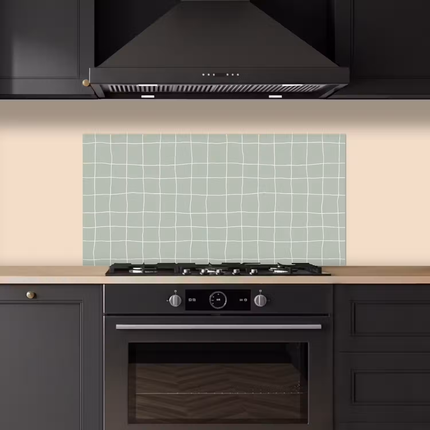 Ruitpatroon - Golvend - Groen keuken achterwand spatscherm middel 899 -sfeer1