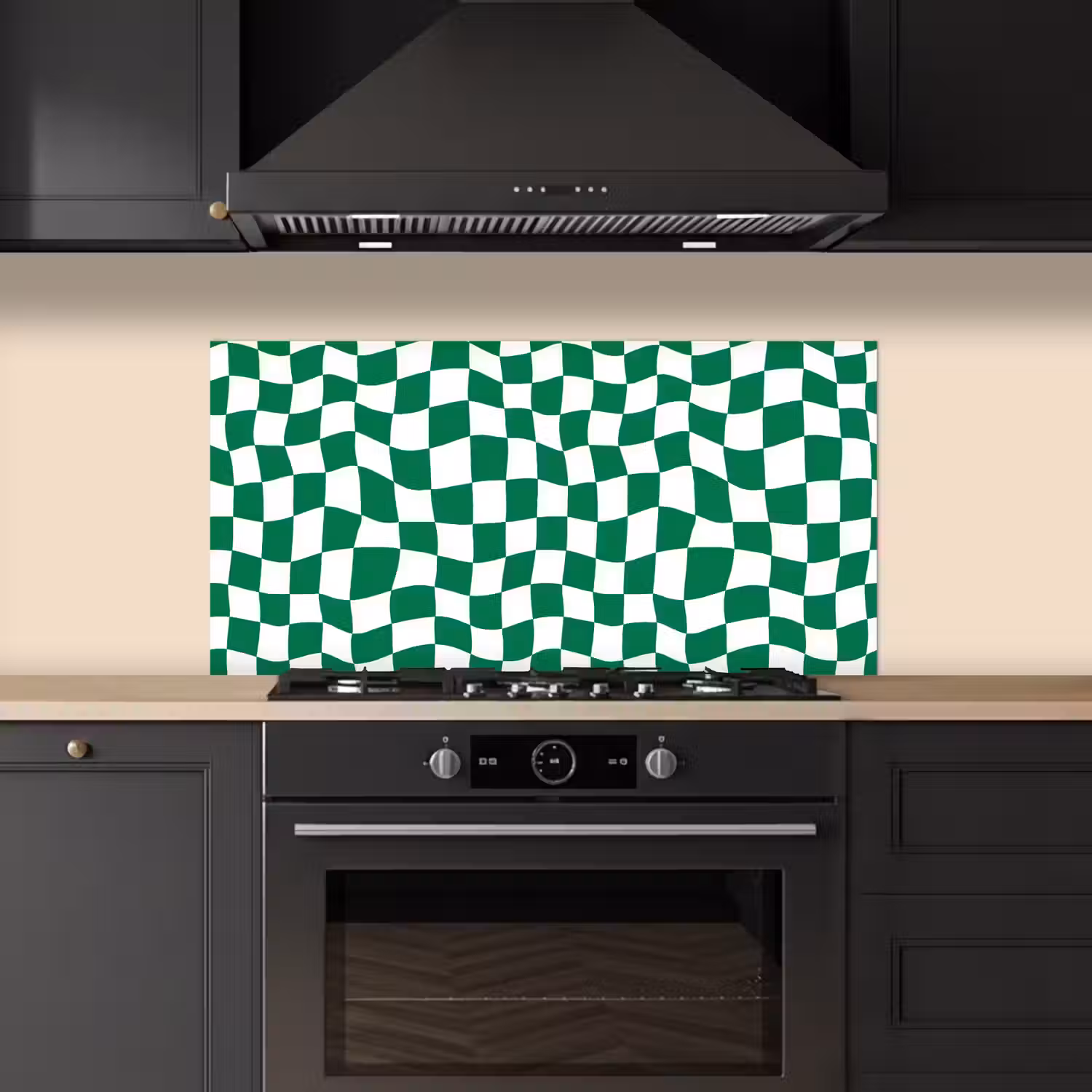 Schaakbord - Golvend - Groen keuken achterwand spatscherm middel 899 -sfeer1
