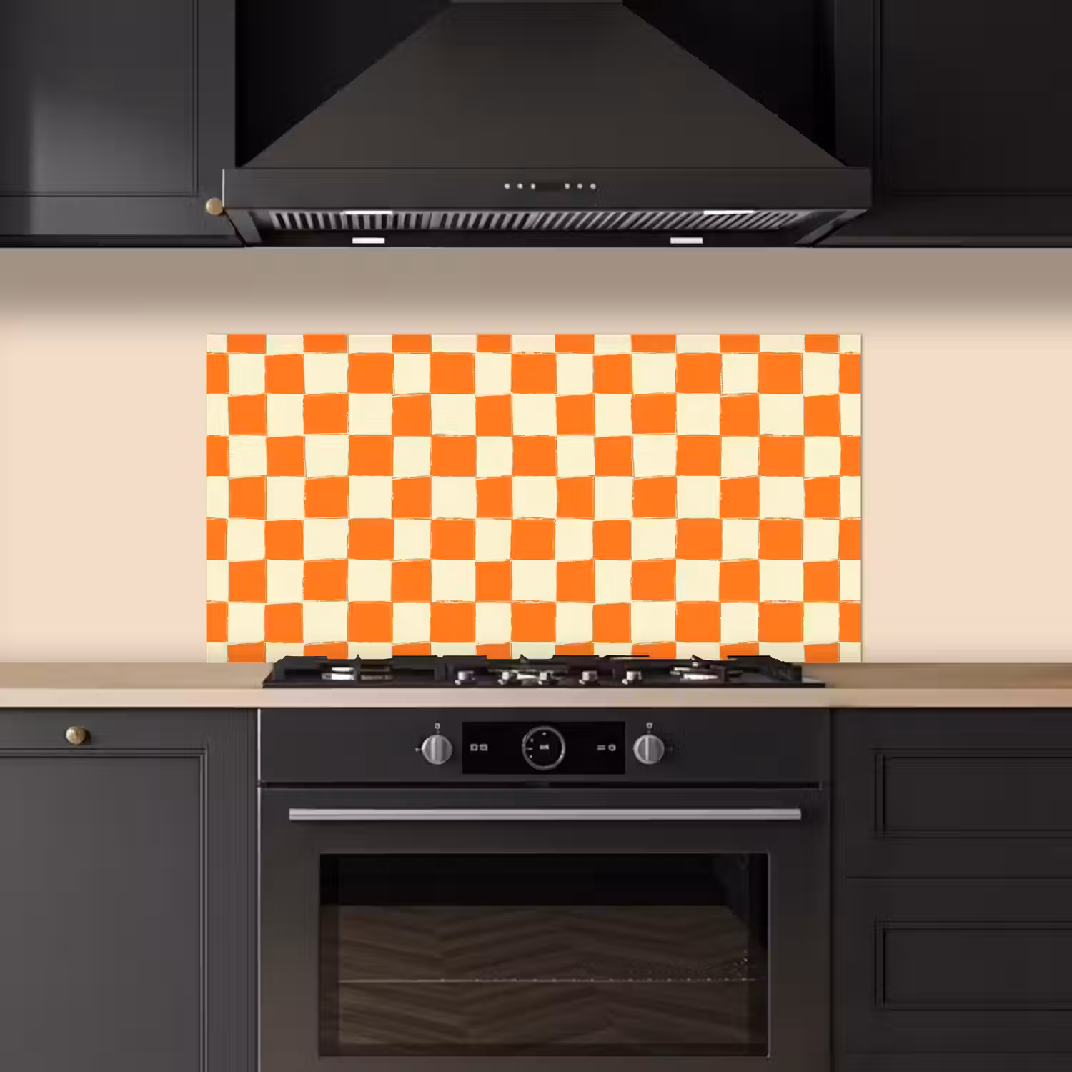 Schaak - Patroon - Oranje keuken achterwand spatscherm middel 899 -sfeer1