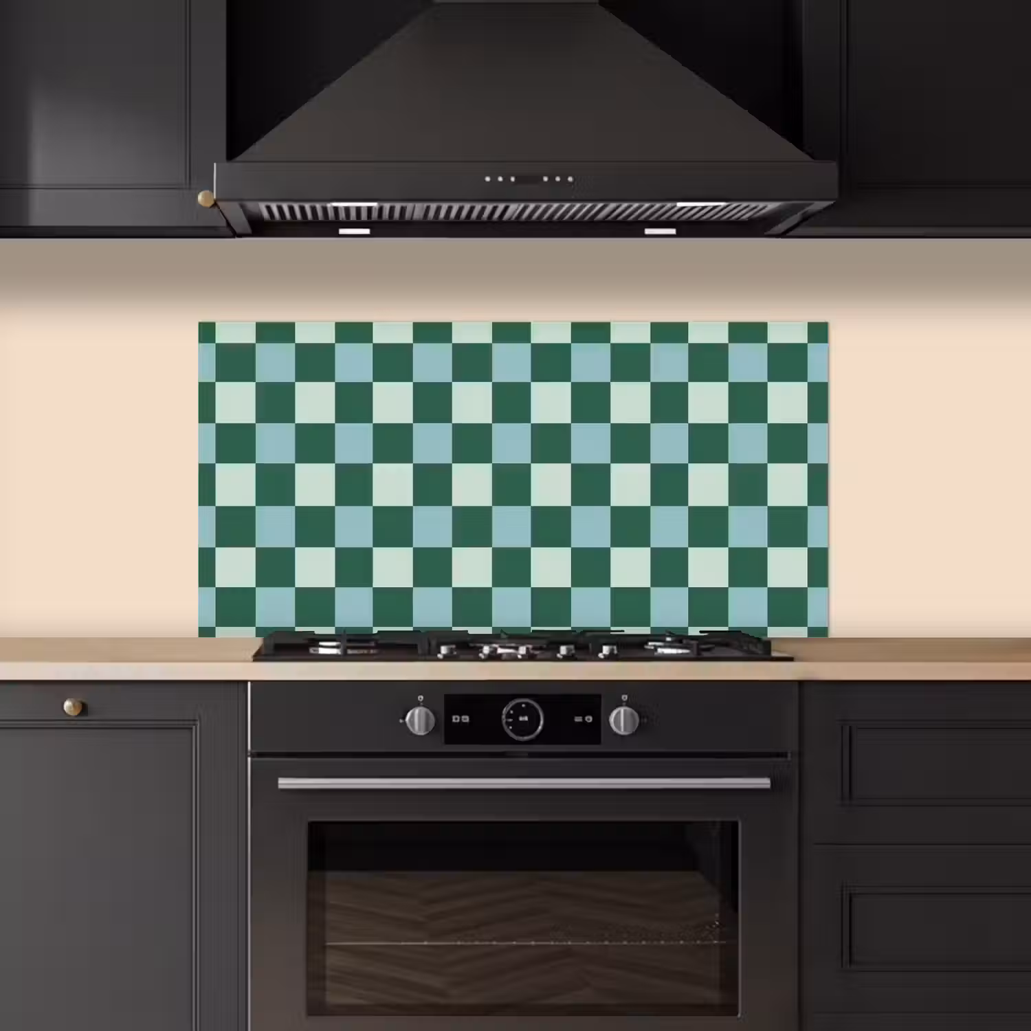 Schaakbord - Klassiek - Groen keuken achterwand spatscherm middel 899 -sfeer1