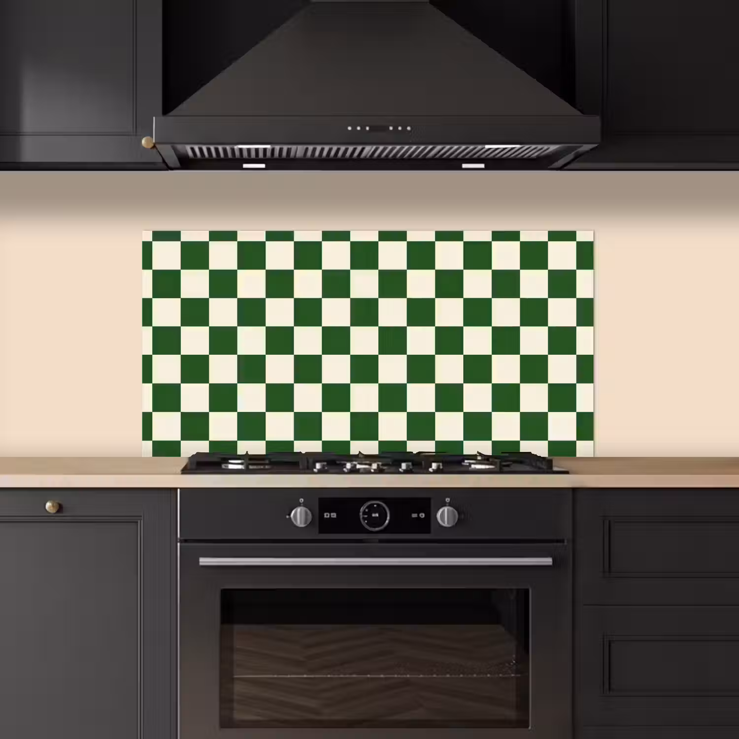 Schaakbord - Patroon - Groen keuken achterwand spatscherm middel 899 -sfeer1