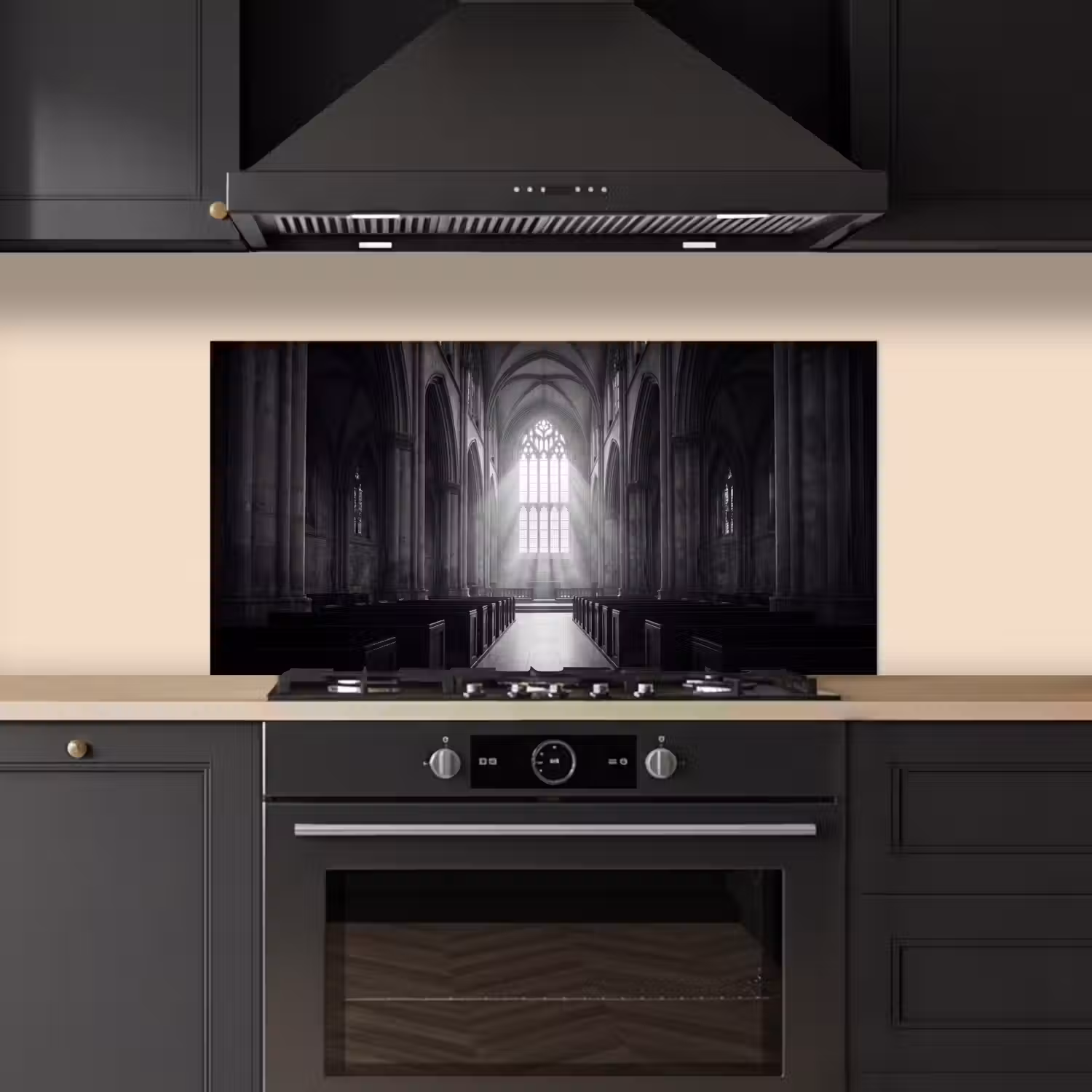 Kerk - Interieur - Lichtstralen - Architectuur - Klassiek keuken achterwand spatscherm middel -sfeer1