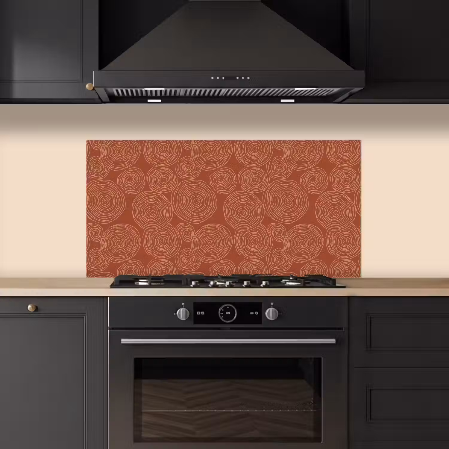 Cirkels - Abstract - Artistiek - Terracotta keuken achterwand spatscherm middel 899 -sfeer1