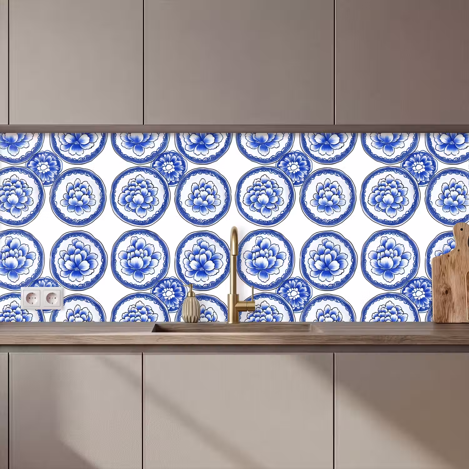 Cirkels - Bloemen - Blauw keuken achterwand 2 middel 871 zz_3dshopping
