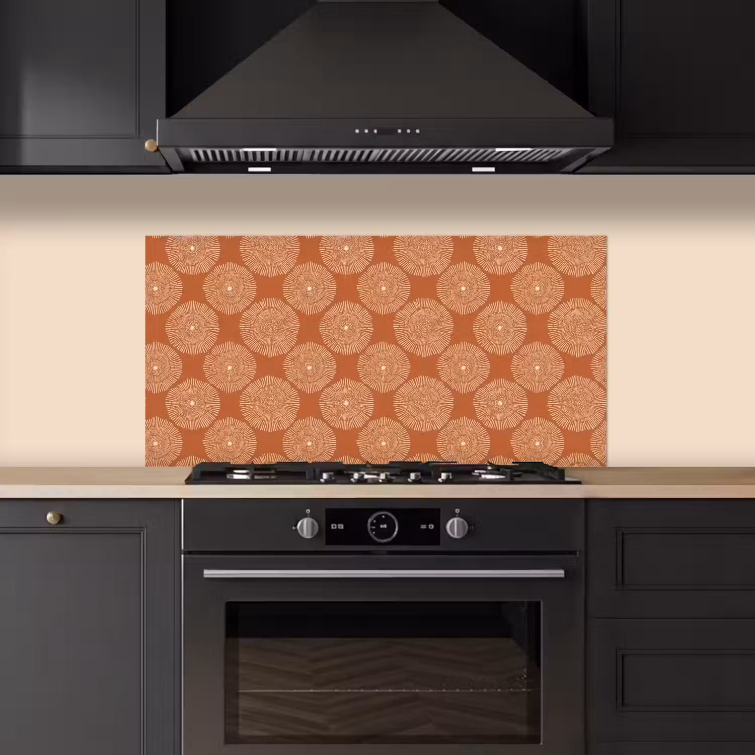 Cirkels - Grafisch - Patroon - Terracotta keuken achterwand spatscherm middel 899 -sfeer1