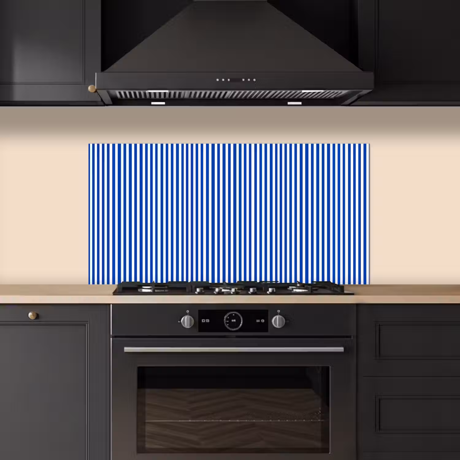 Klassiek - Strepen - Blauw keuken achterwand spatscherm middel 899 -sfeer1