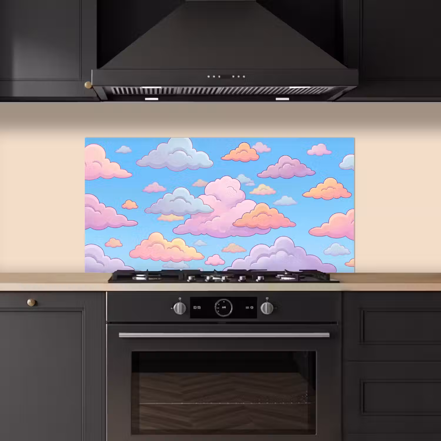 Wolk - Lucht - Natuur - Illustratie - Pastel keuken achterwand spatscherm middel -sfeer1