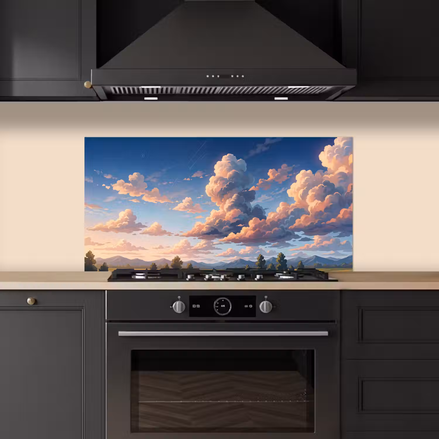 Wolken - Daghemel - Natuur - Illustratie - Oranje keuken achterwand spatscherm middel -sfeer1