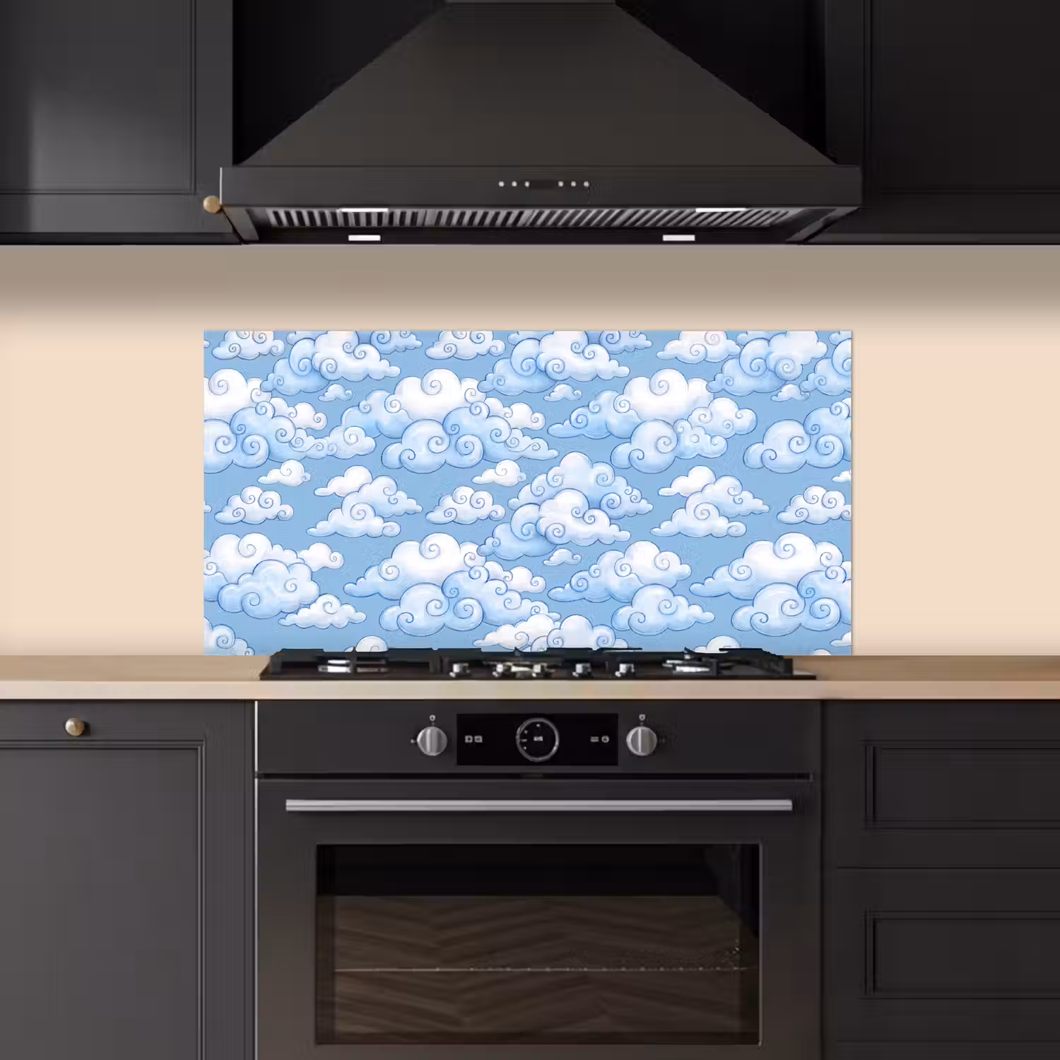 Wolken - Patroon - Hemel - Illustratie - Wit keuken achterwand spatscherm middel -sfeer1