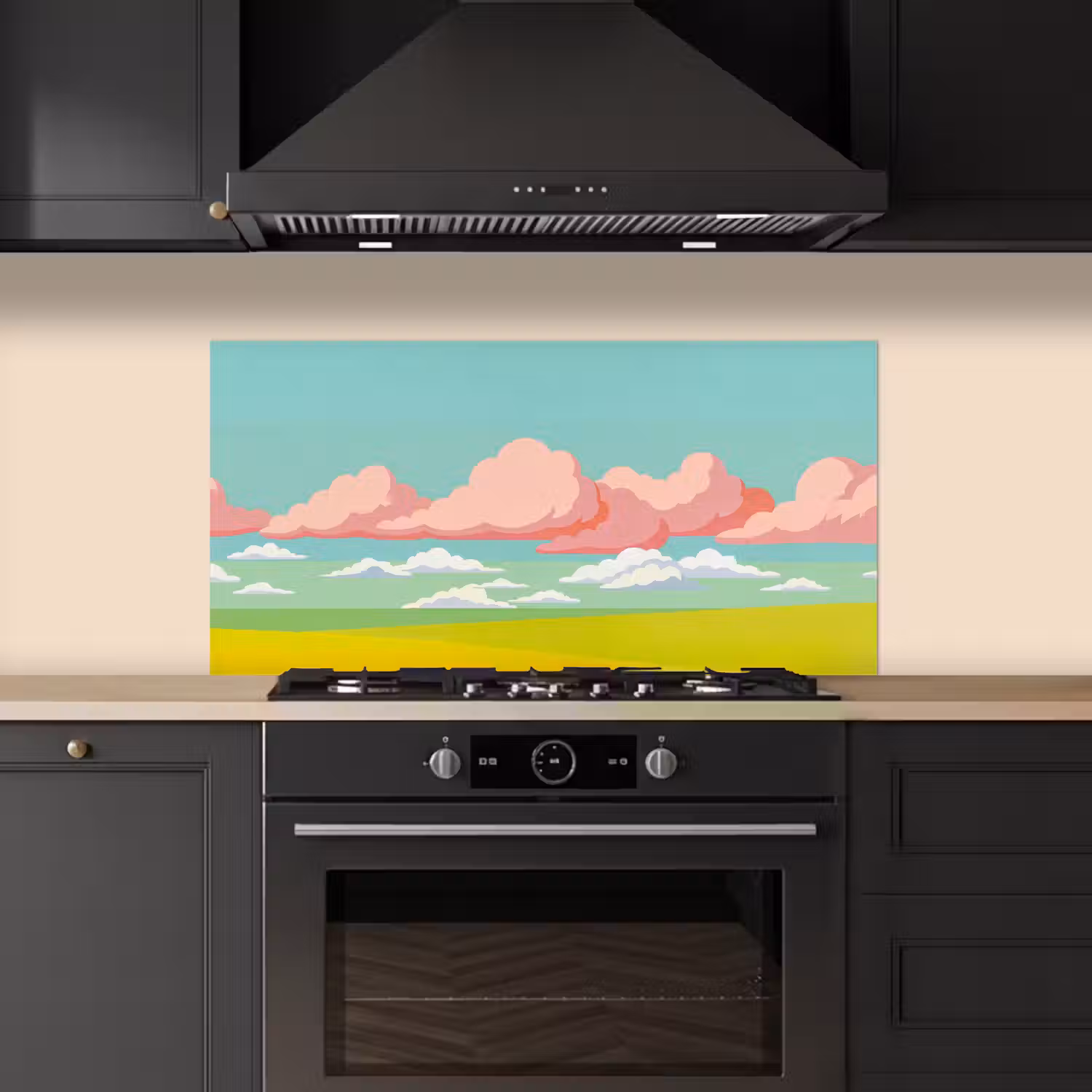 Wolken - Roze - Natuur - Modern - Pastel keuken achterwand spatscherm middel -sfeer1