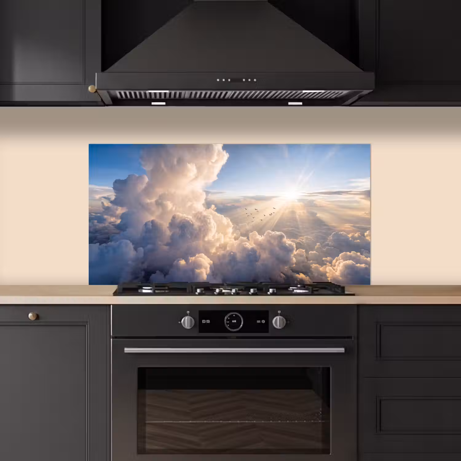 Wolken - Zonnestralen - Natuur - Wit keuken achterwand spatscherm middel -sfeer1