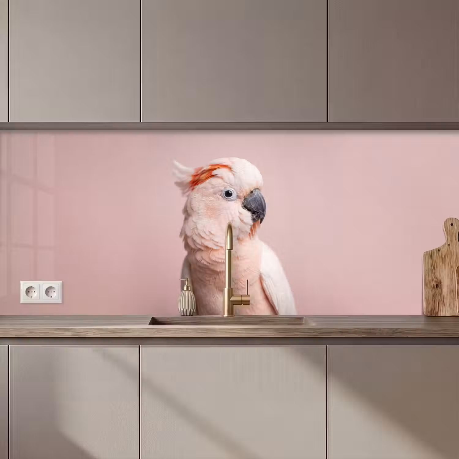 Kaketoe - Portret - Roze keuken achterwand 2 middel zz_3dshopping