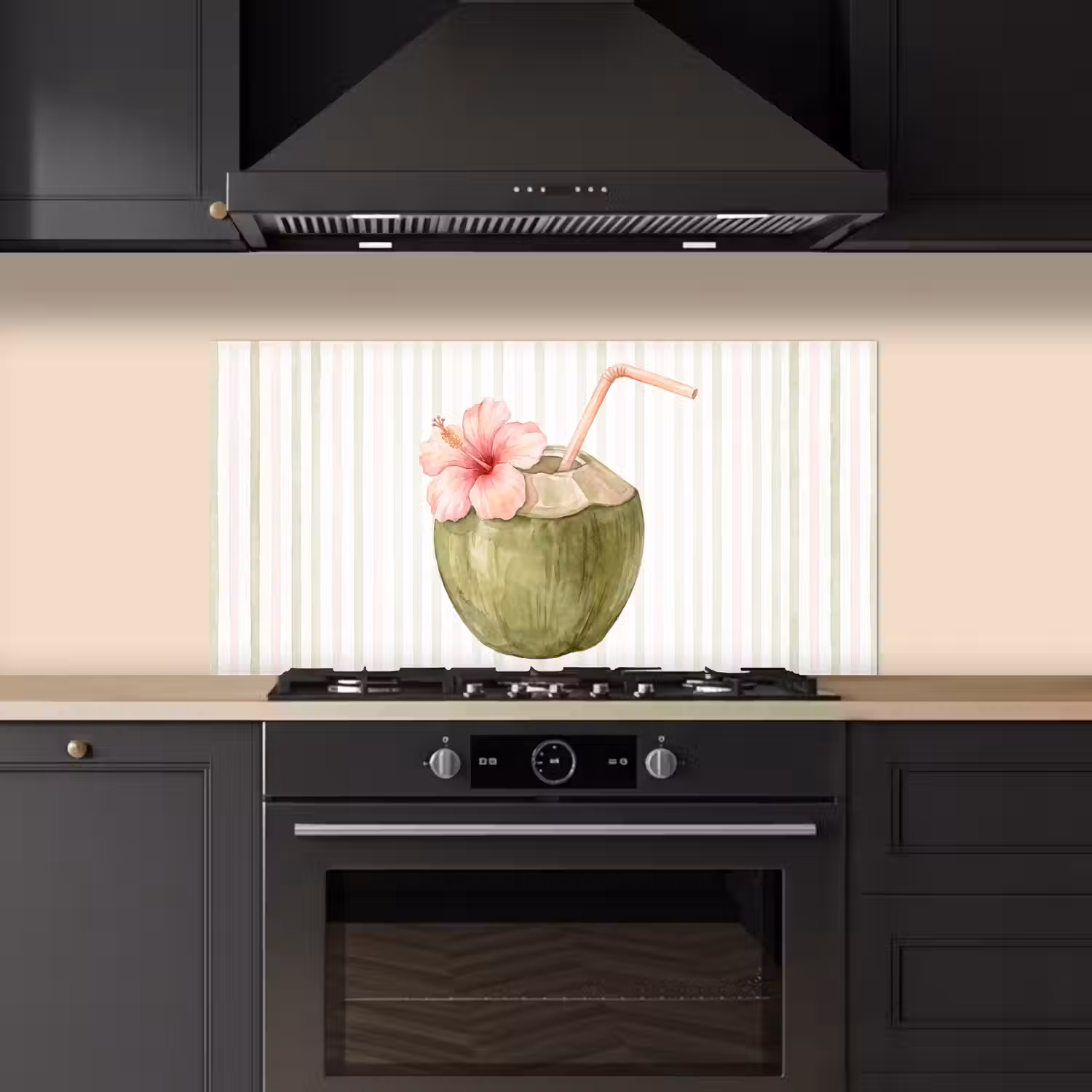 Kokosnoot - Drank - Tropisch - Illustratie - Zomer keuken achterwand spatscherm middel -sfeer1