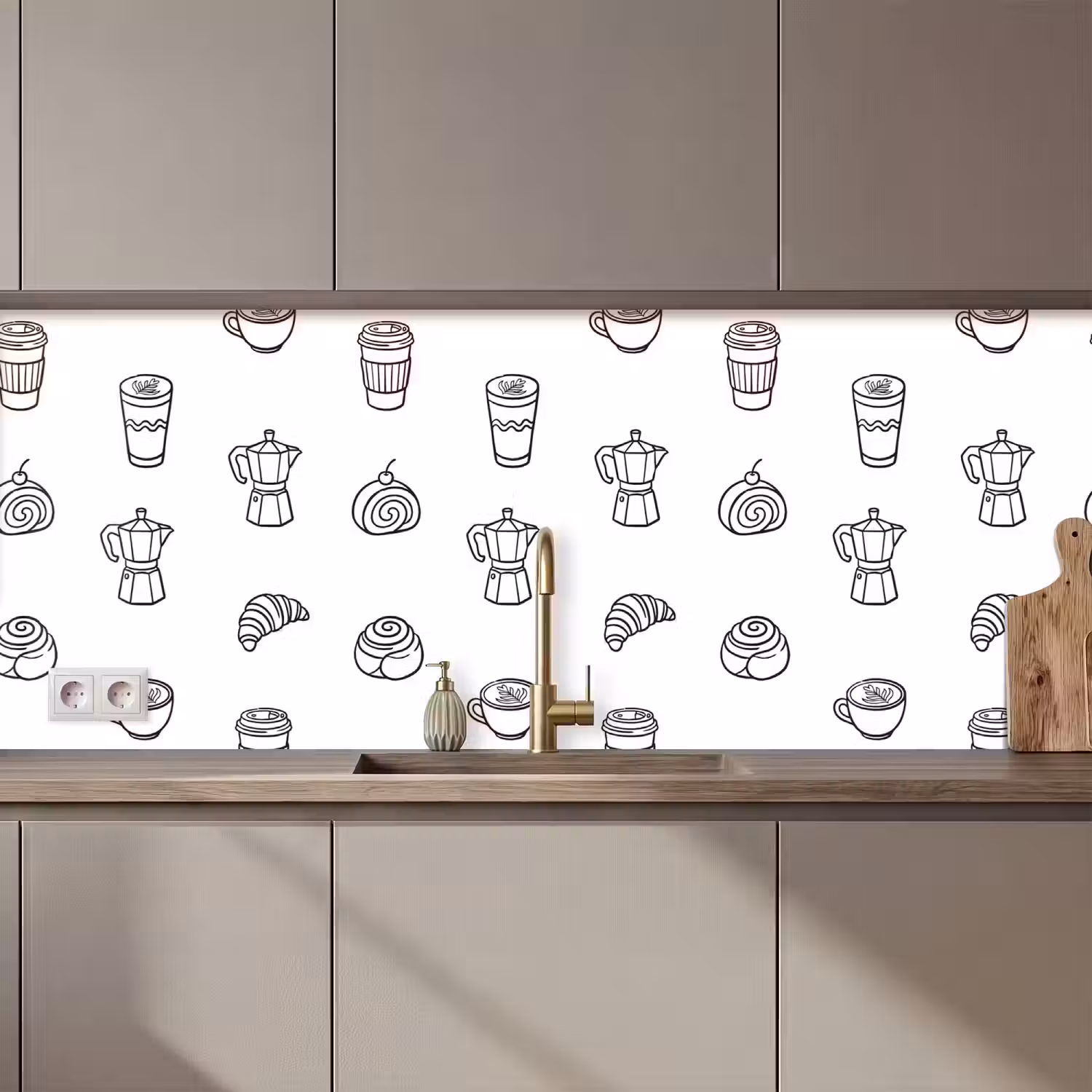 Koffie - Broodjes - Zwart - Wit keuken achterwand 2 middel zz_3dshopping