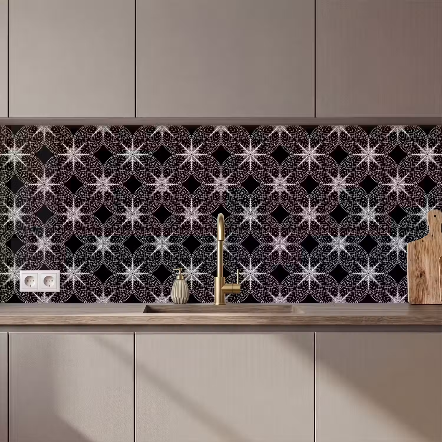 Kompas - Patronen - Zwart Wit keuken achterwand 2 middel 871 zz_3dshopping