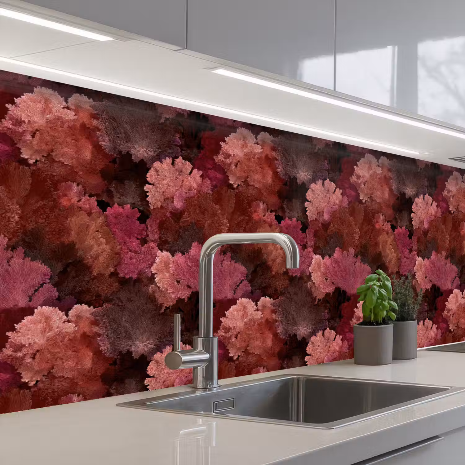 Koraal - Textuur - Kleurrijk keuken achterwand 2 groot 857 -3d_schuin
