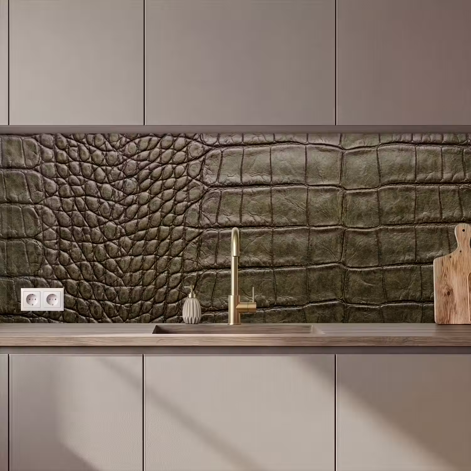 Krokodillenleer - Structuur - Groen keuken achterwand 2 middel zz_3dshopping