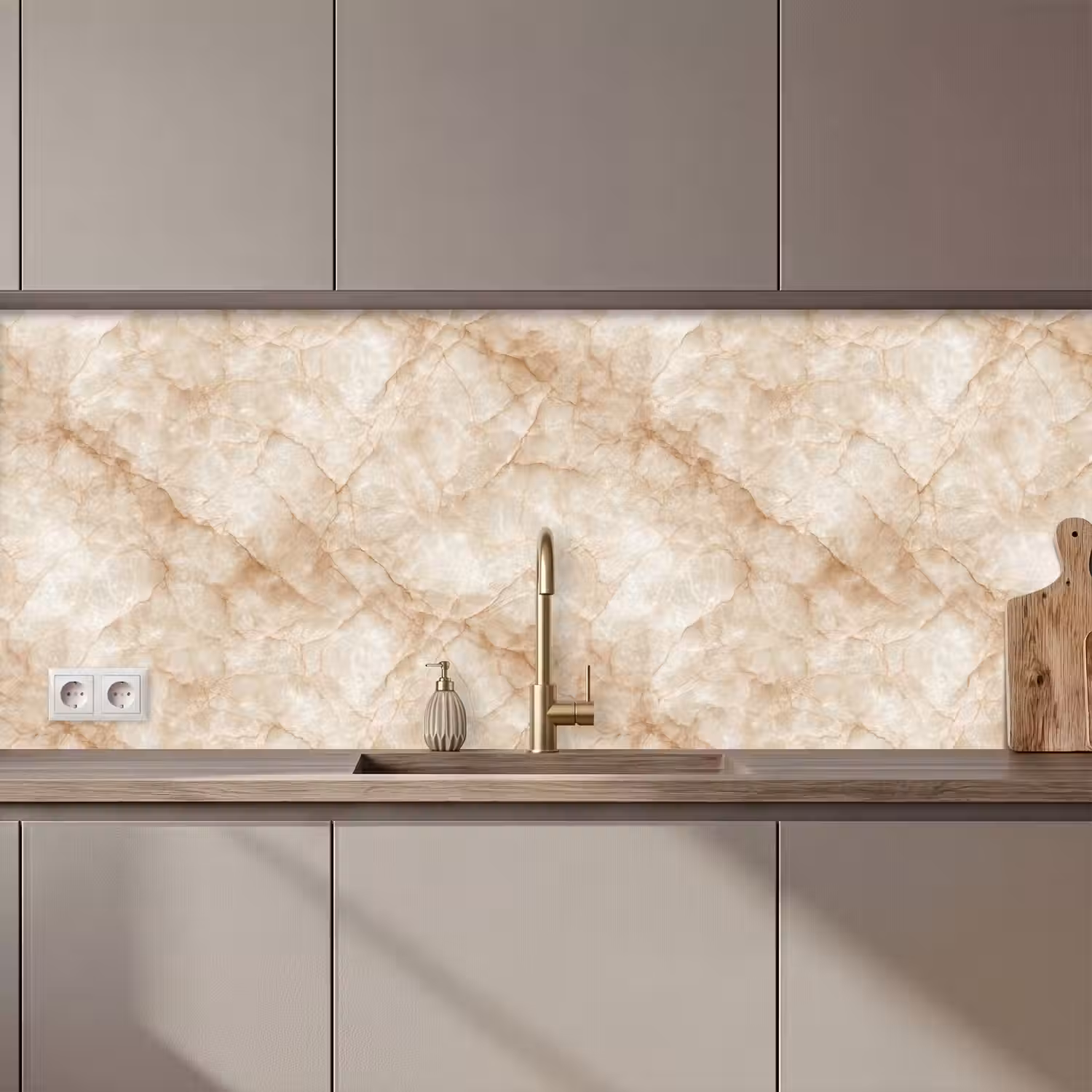 Kristalstructuur - Bruin - Marmer keuken achterwand 2 middel 871 zz_3dshopping