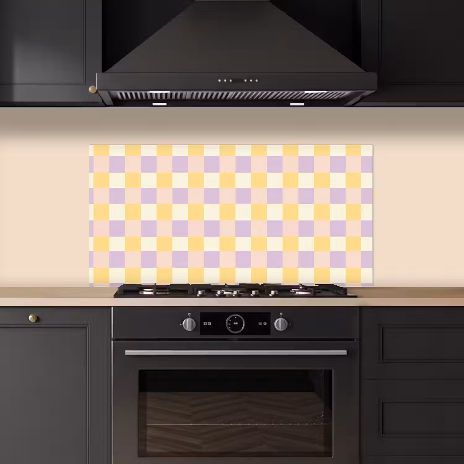 Blokjes - Lila - Geel keuken achterwand spatscherm middel 899 -sfeer1