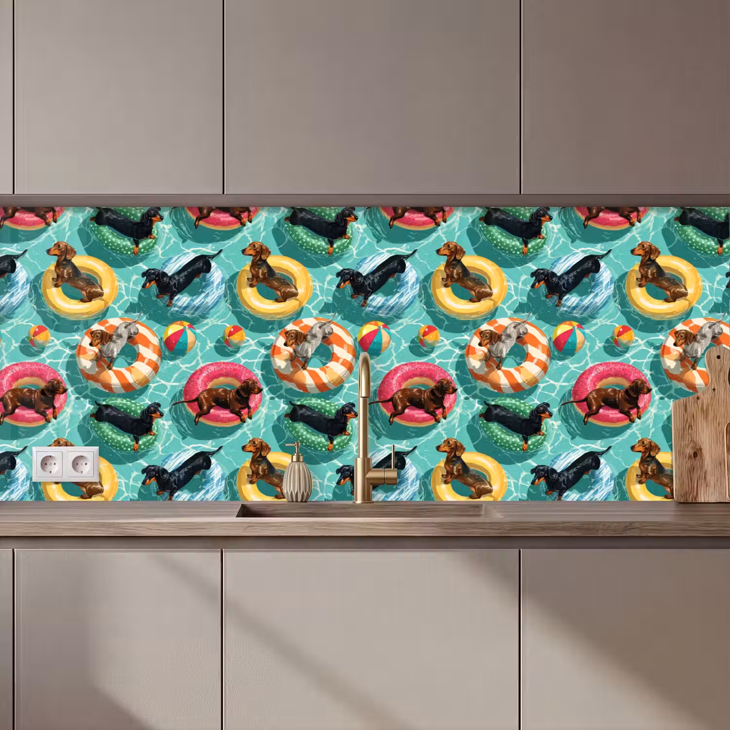 Teckels - Zwembad - Kleurrijk keuken achterwand 2 middel 871 zz_3dshopping