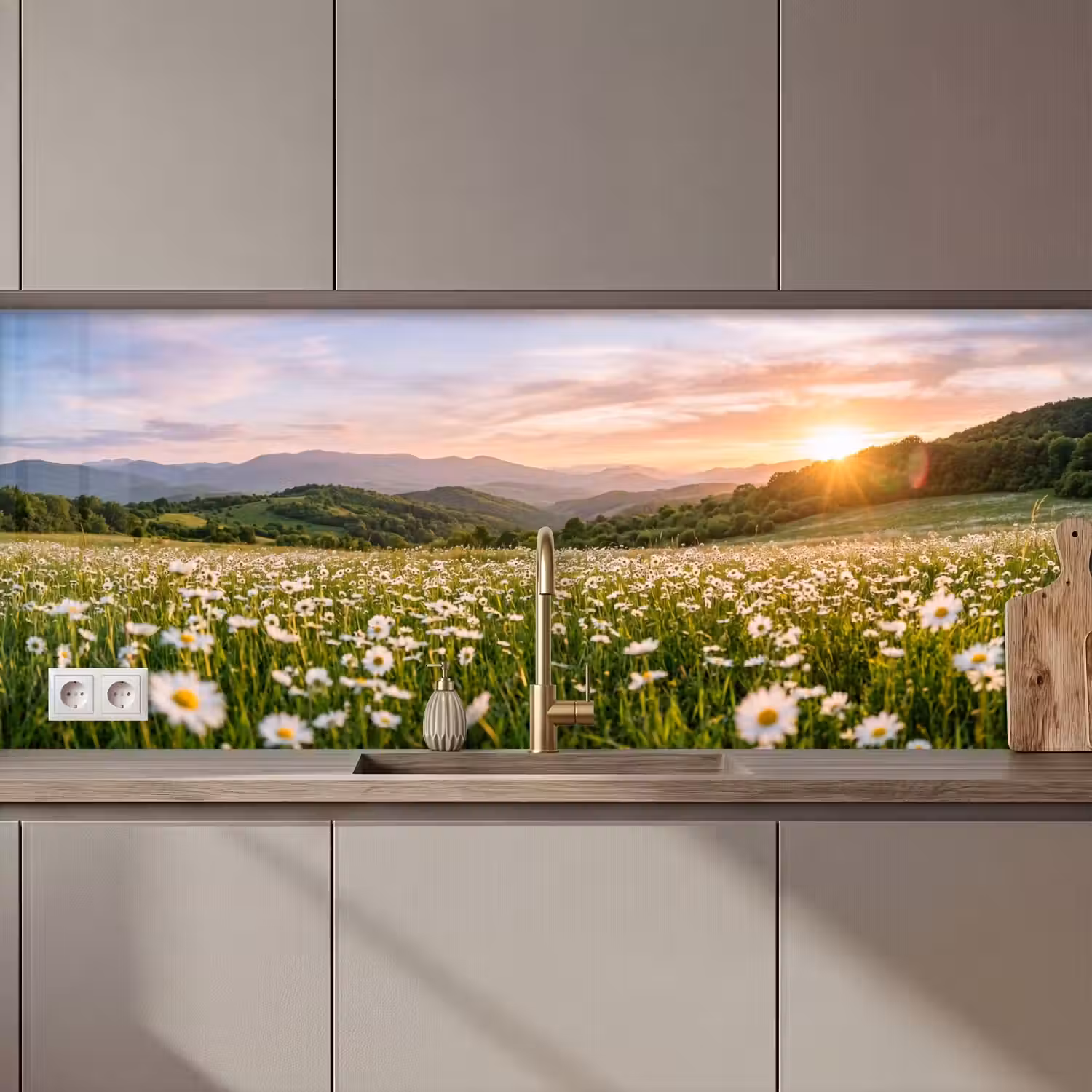 Madelief - Veld - Heuvels - Groen keuken achterwand 2 middel zz_3dshopping