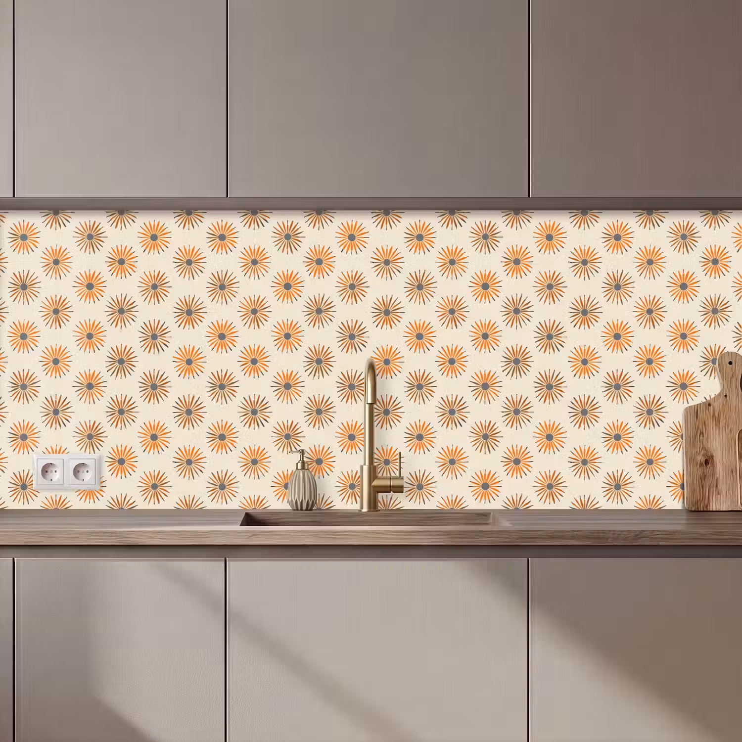 Madelief - Patroon - Oranje keuken achterwand 2 middel 871 zz_3dshopping