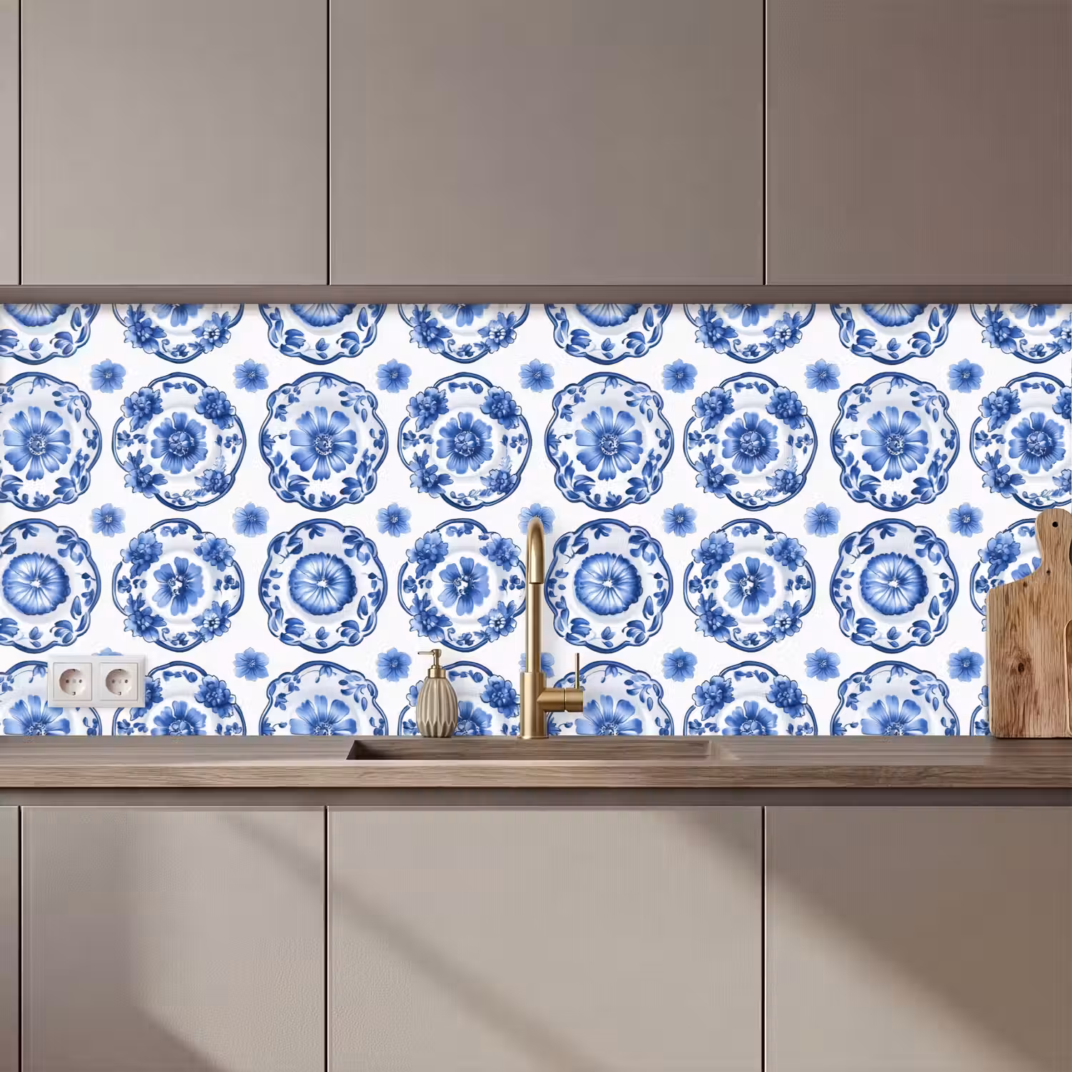 Sierborden - Bloemen - Blauw keuken achterwand 2 middel 871 zz_3dshopping