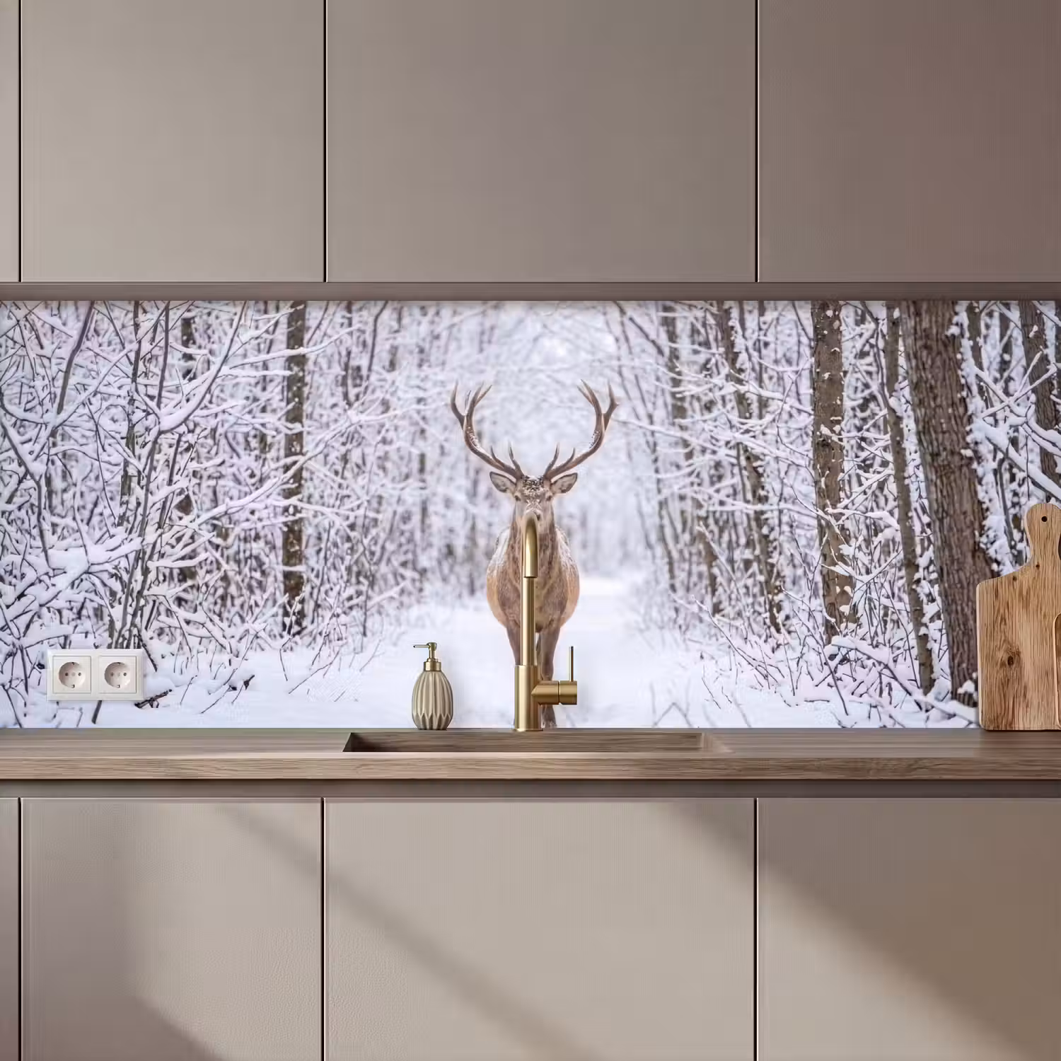 Hert - Winter - Bos - Natuur - Wit keuken achterwand 2 middel zz_3dshopping