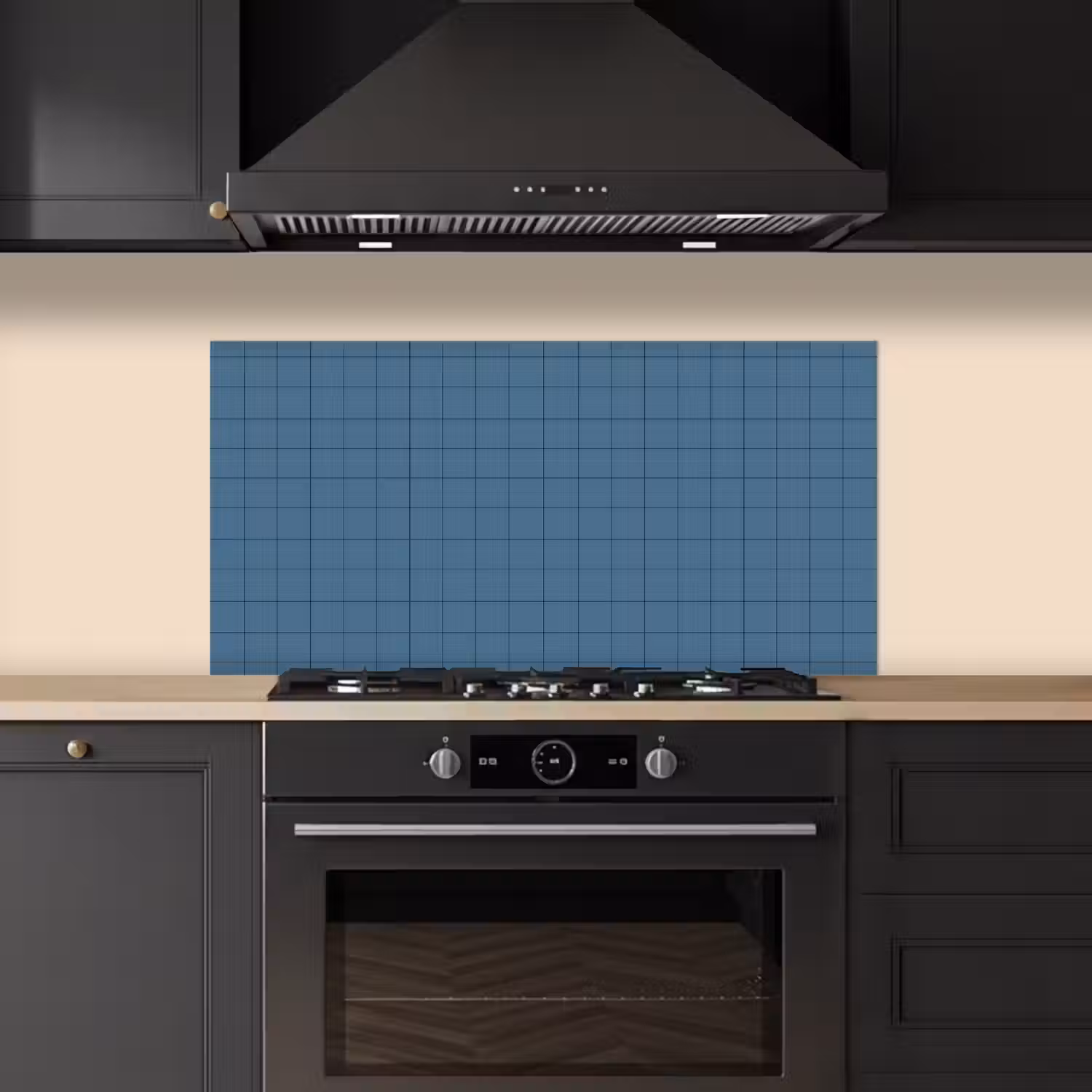 Ruiten - Geometrisch - Blauw keuken achterwand spatscherm middel 899 -sfeer1