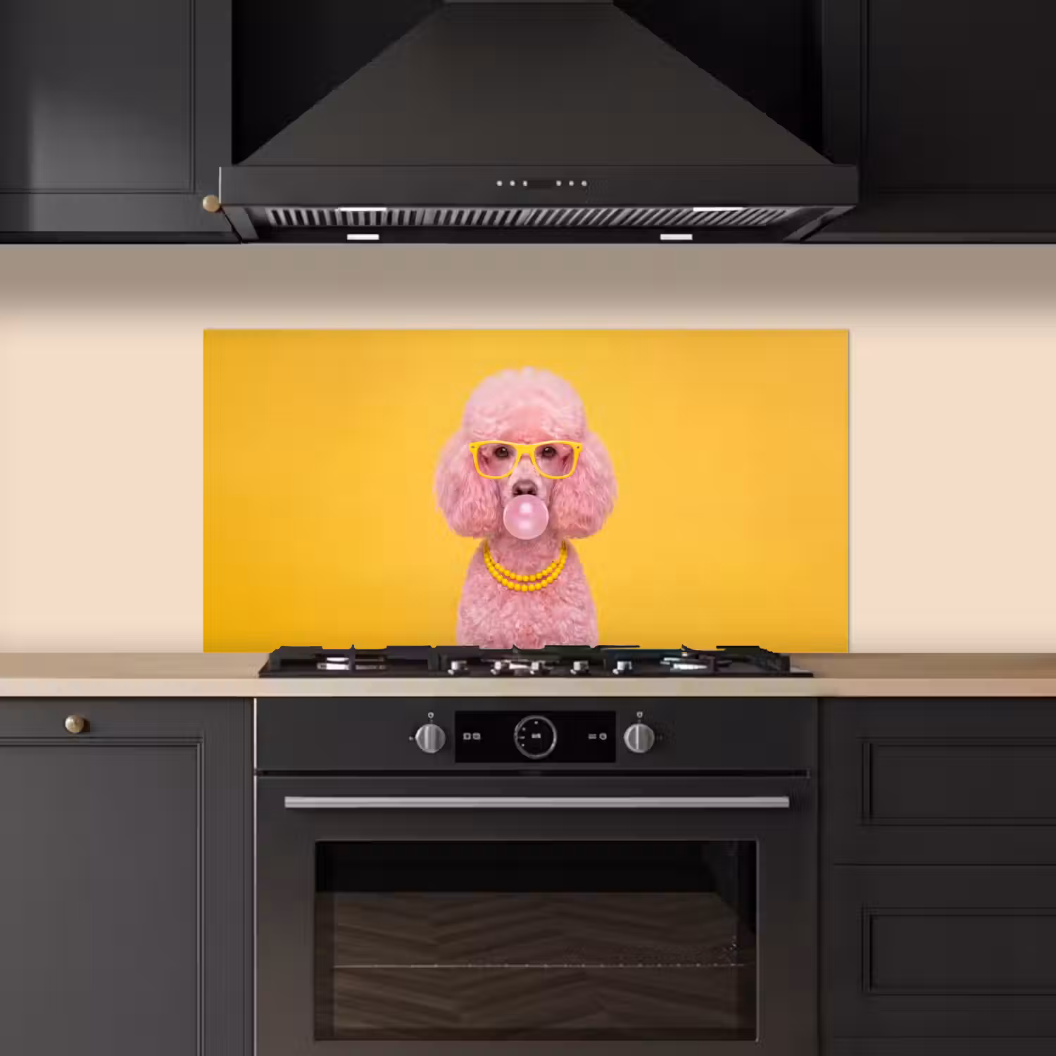 Hond - Kauwgum - Dieren - Modern - Roze keuken achterwand spatscherm middel -sfeer1