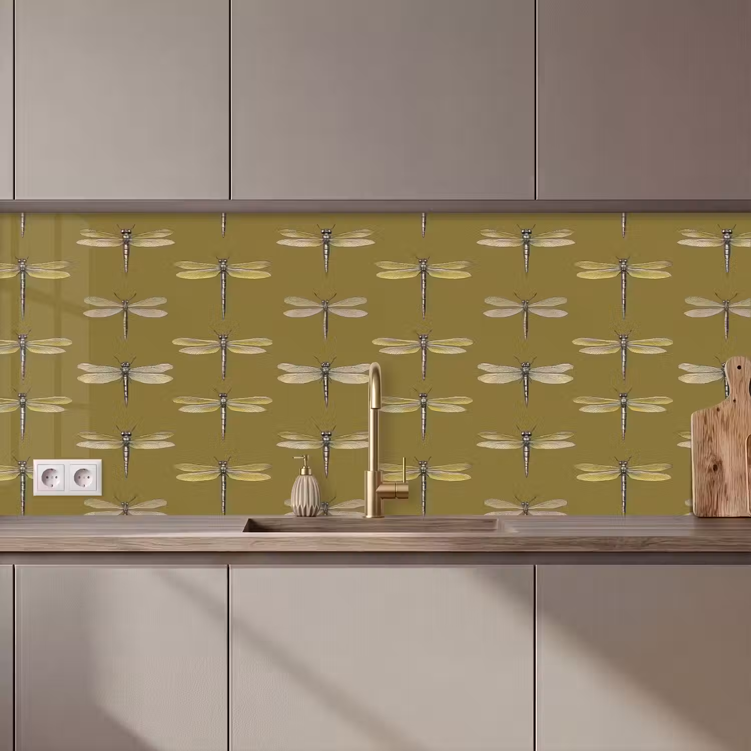 Libellen - Patroon - Groen keuken achterwand 2 middel 871 zz_3dshopping