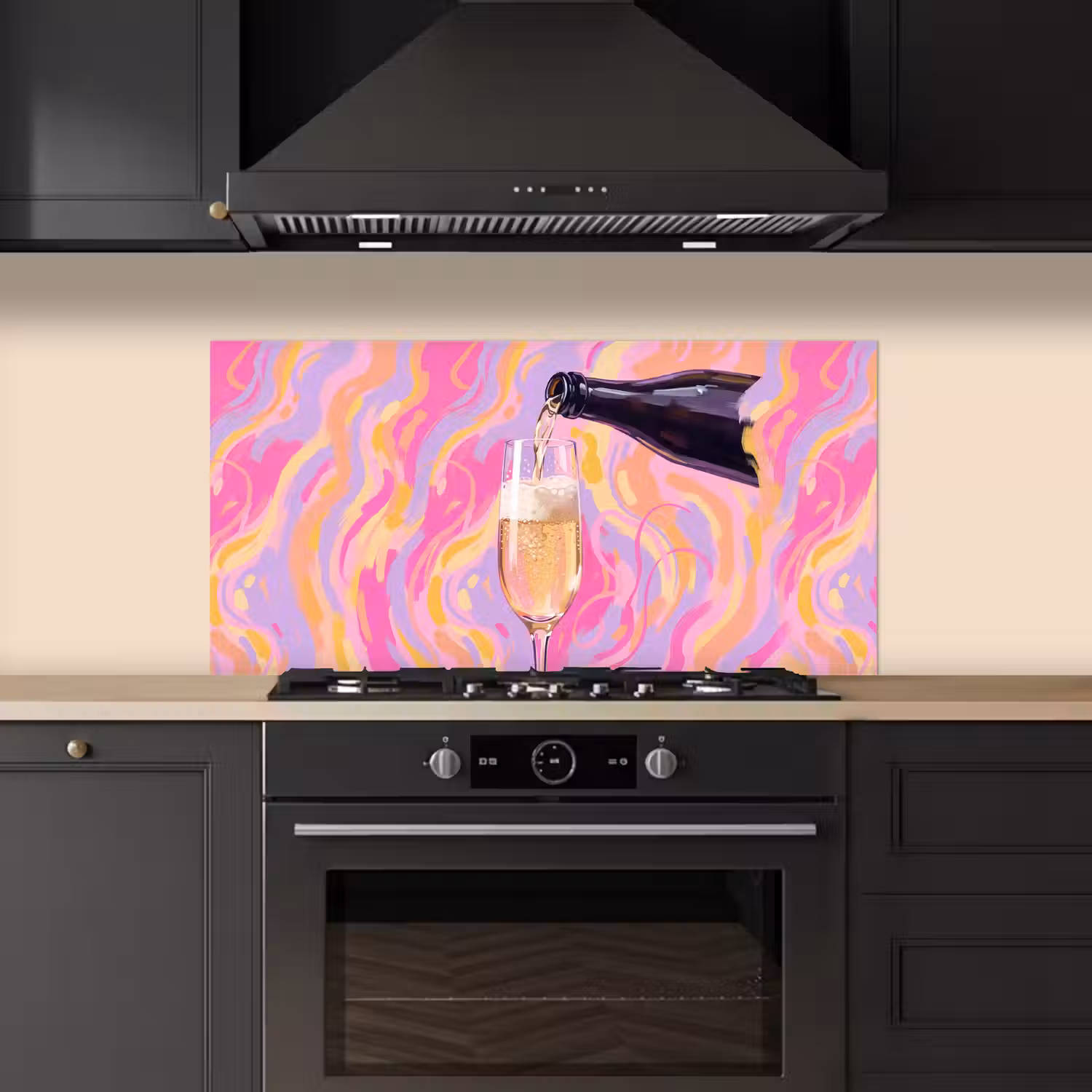 Drank - Inschenken - Feest - Abstract - Roze keuken achterwand spatscherm middel -sfeer1