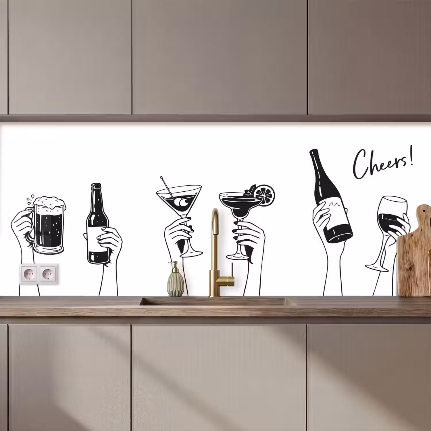 Drinken - Zwart - Wit keuken achterwand 2 middel zz_3dshopping