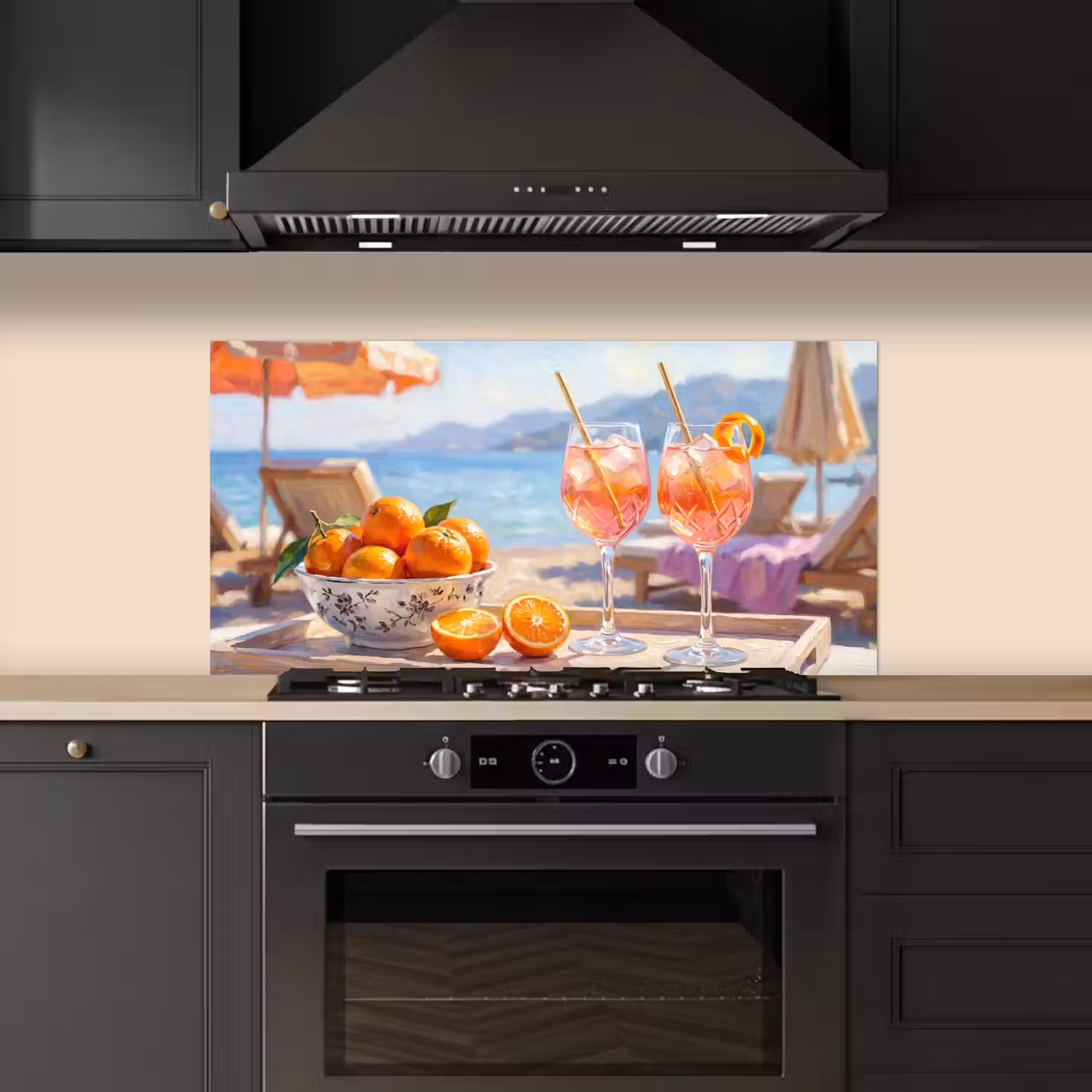 Drank - Glazen - Strand - Zomer - Oranje keuken achterwand spatscherm middel -sfeer1