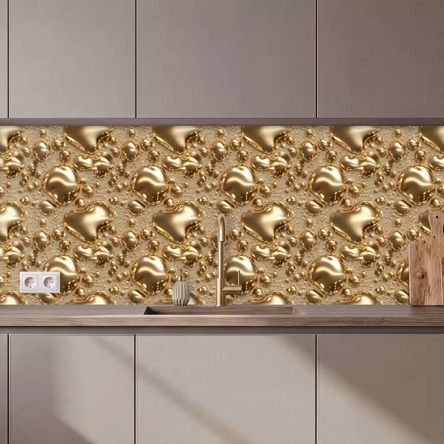 Druppels - Organisch - Goud keuken achterwand 2 middel 871 zz_3dshopping