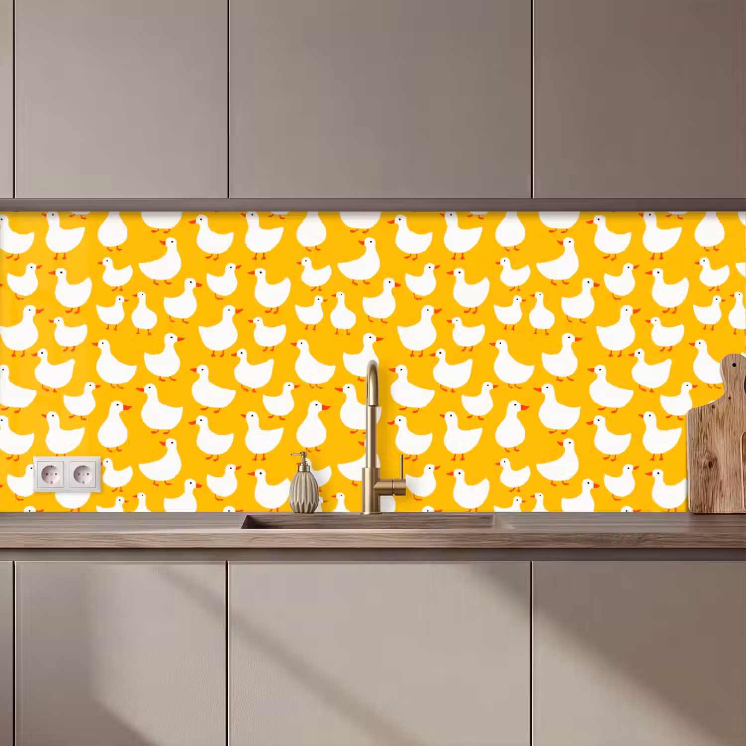 Eendjes - Patroon - Geel keuken achterwand 2 middel 871 zz_3dshopping