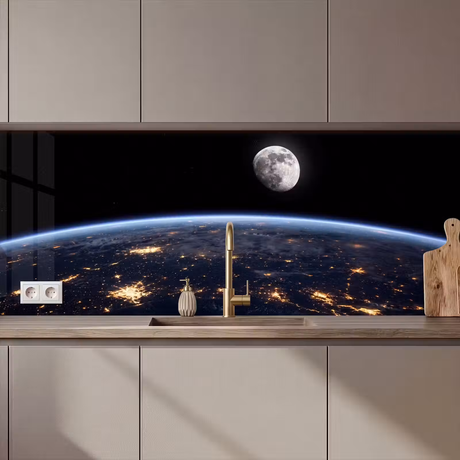 Kitchen Wall Splashback - Earth - Night - Space - Aarde - Nacht - Ruimte keuken achterwand 2 middel zz_3dshopping