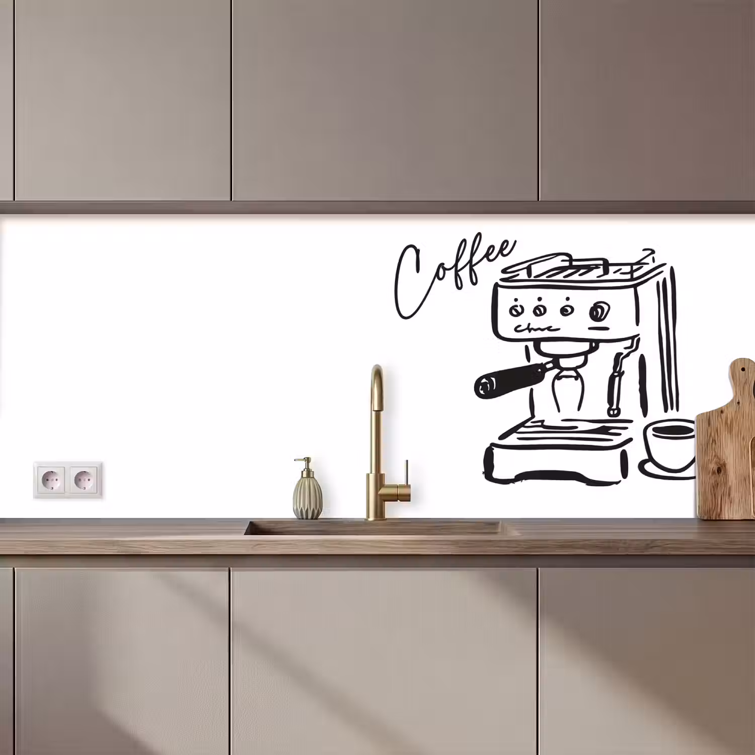 Espressomachine - Zwart - Wit keuken achterwand 2 middel zz_3dshopping