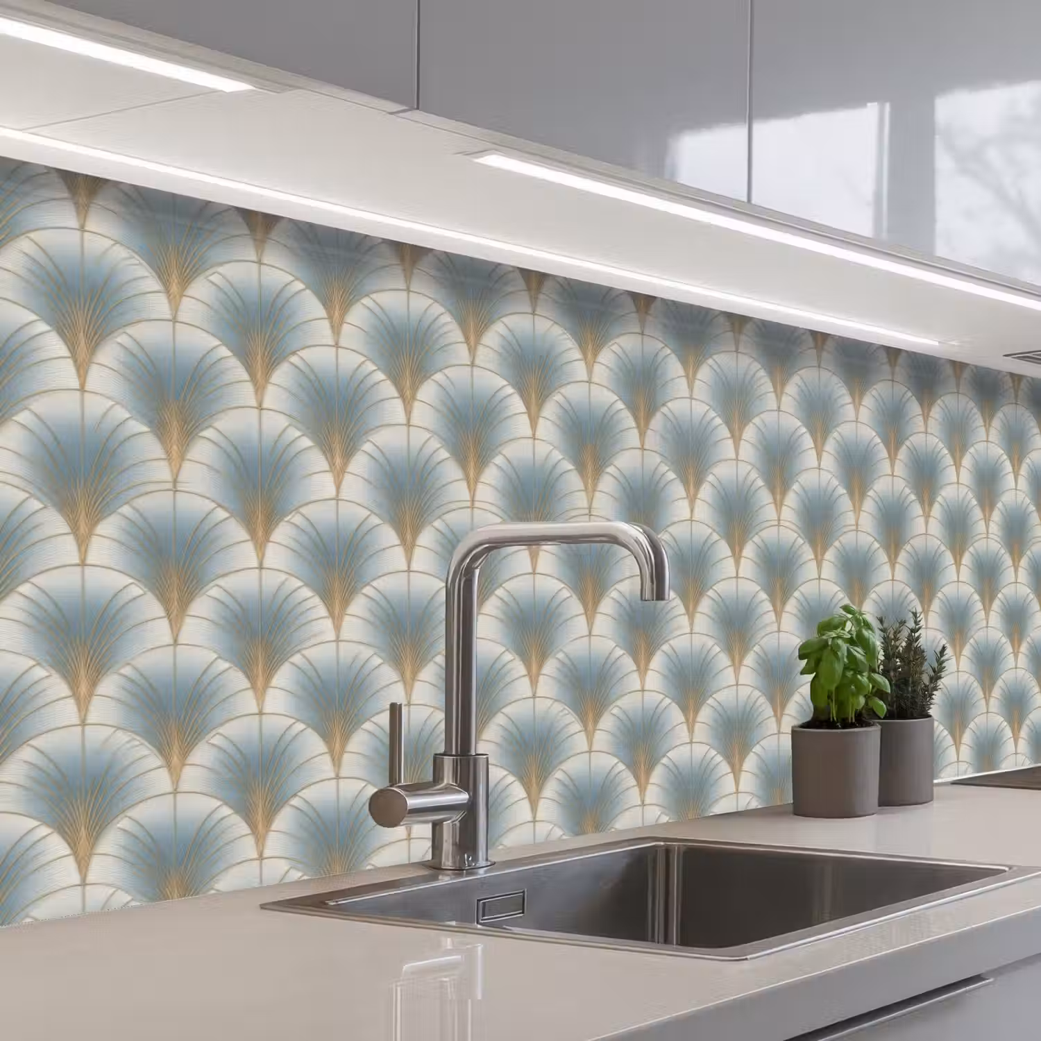 Waaier - Klassiek - Blauw keuken achterwand 2 groot 857 -3d_schuin
