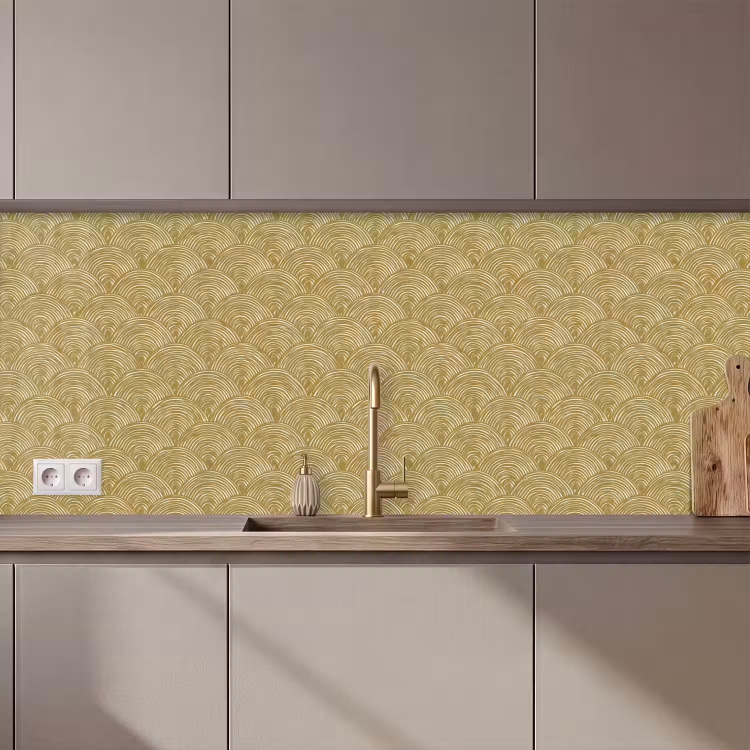 Waaier - Geometrisch - Groen keuken achterwand 2 middel 871 zz_3dshopping