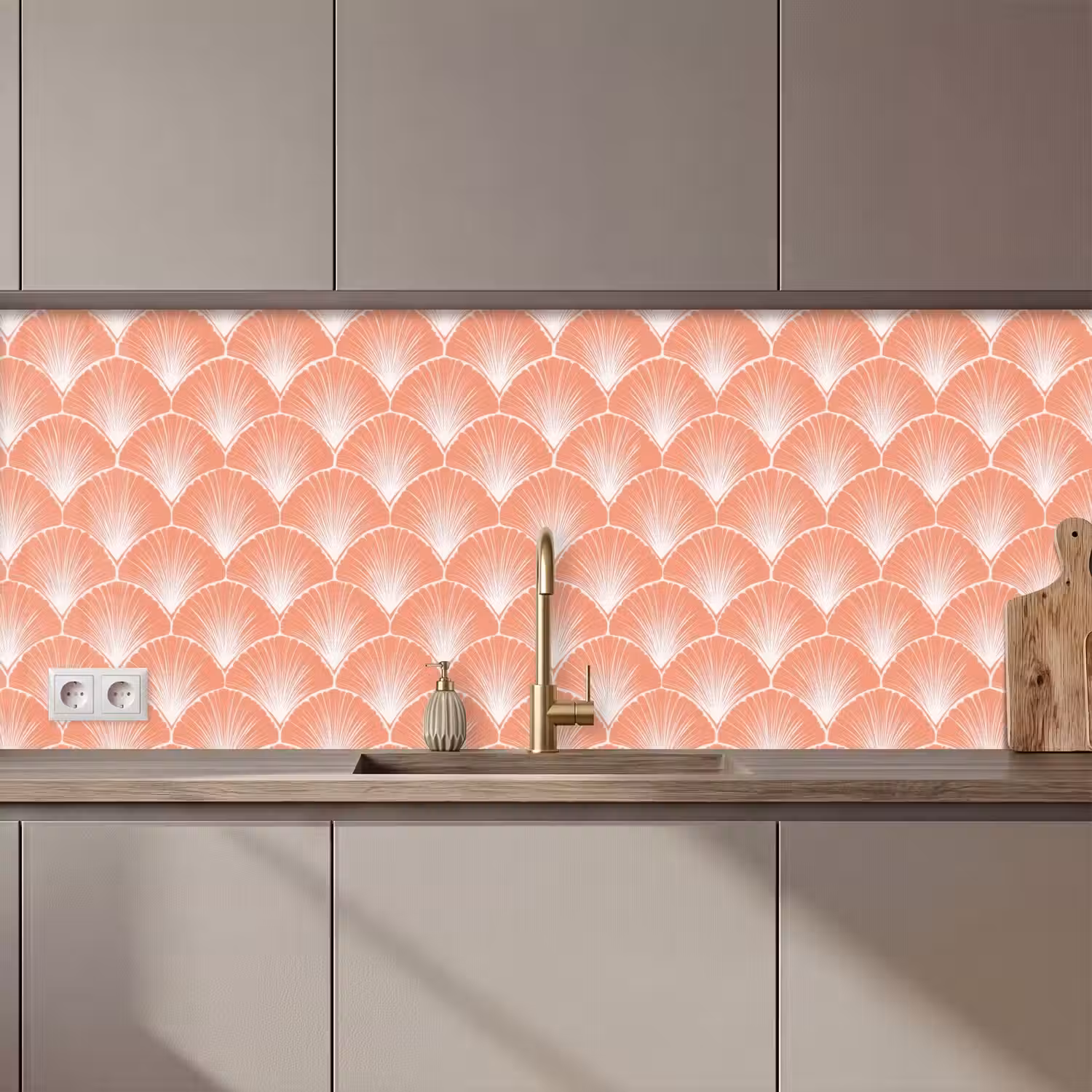 Waaier - Motief - Zalmroze keuken achterwand 2 middel 871 zz_3dshopping