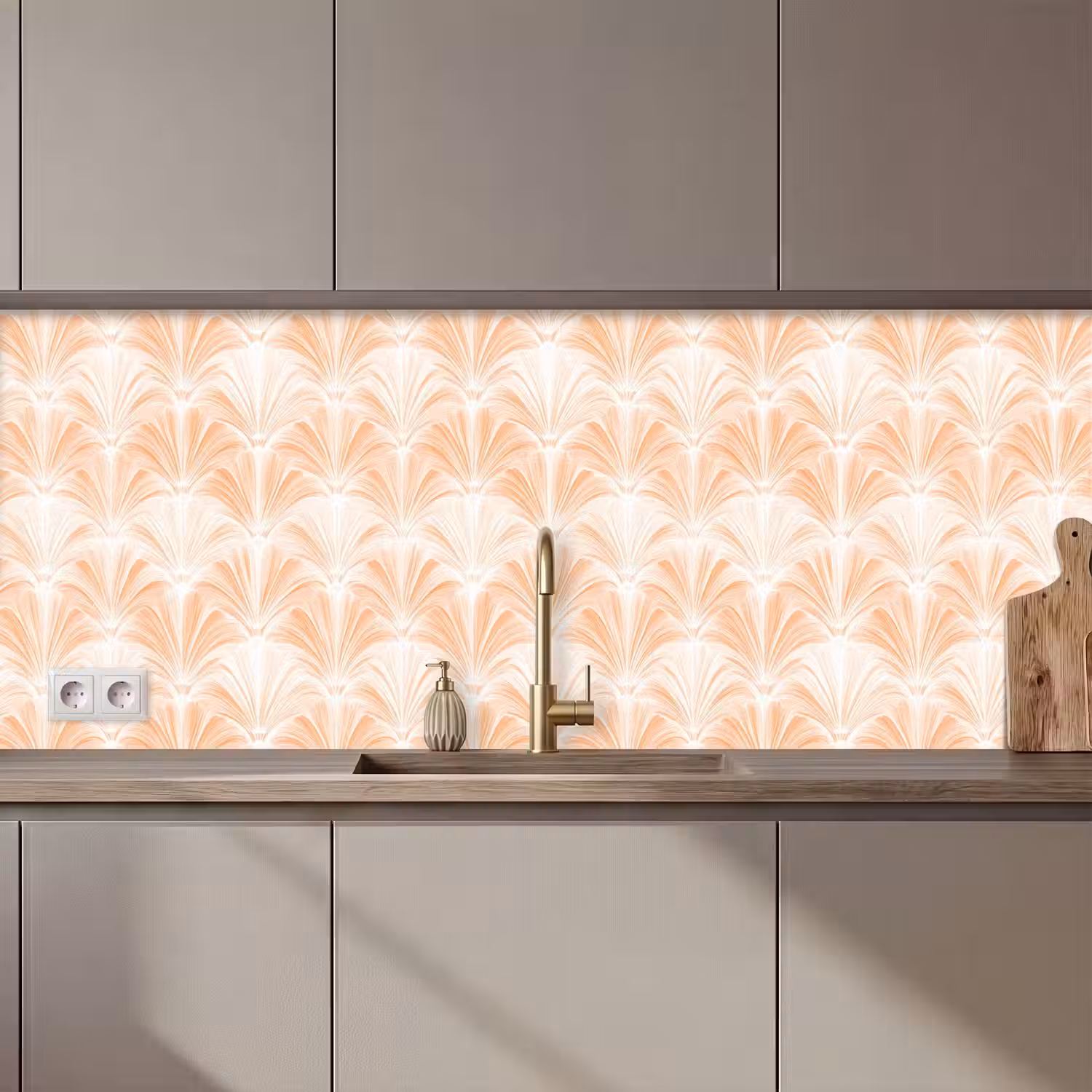 Waaier - Patroon - Perzik keuken achterwand 2 middel 871 zz_3dshopping