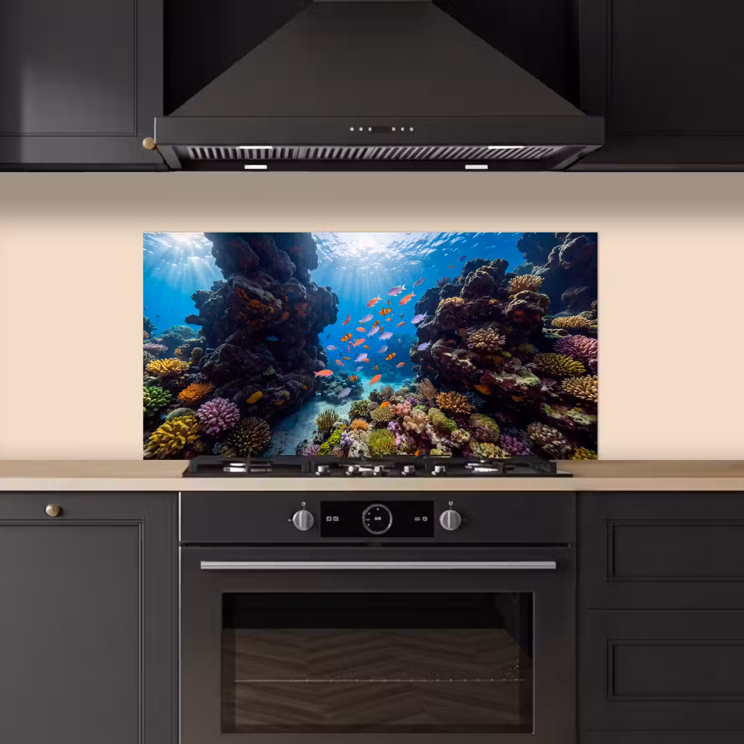 Vis - Koraalrif - Onderwater - Levendig - Blauw keuken achterwand spatscherm middel -sfeer1