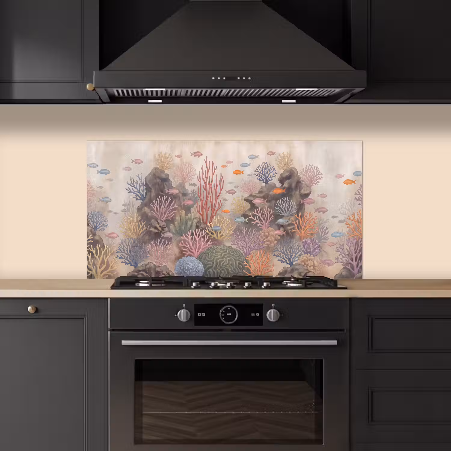 Vis - Koraalrif - Onderwaterwereld - Illustratie keuken achterwand spatscherm middel -sfeer1