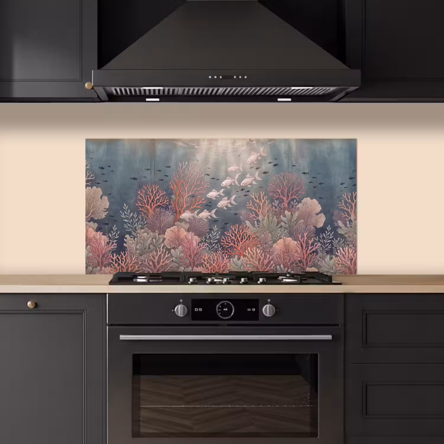Vis - Koraal - Onderwater - Illustratie - Vintage keuken achterwand spatscherm middel -sfeer1