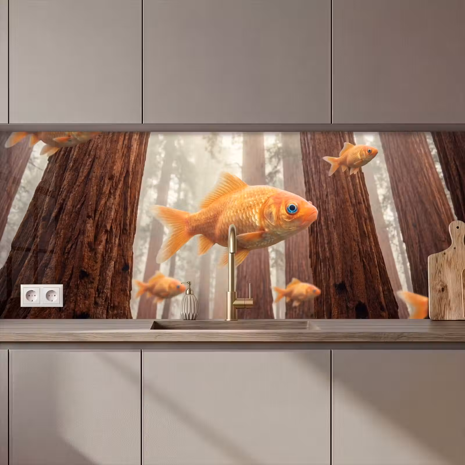 Kitchen Wall Splashback - Fish - Forest - Fantasy - Vis - Bos - Fantasie keuken achterwand 2 middel zz_3dshopping