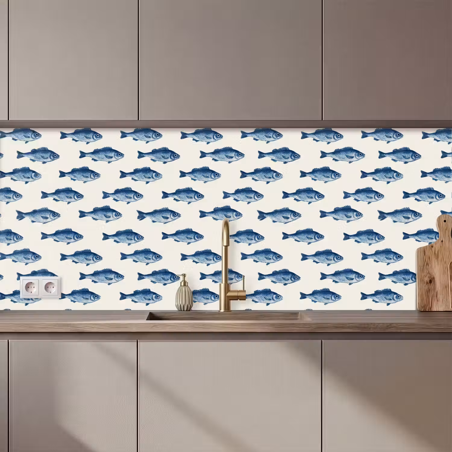 Vis - Patroon - Blauw keuken achterwand 2 middel 871 zz_3dshopping