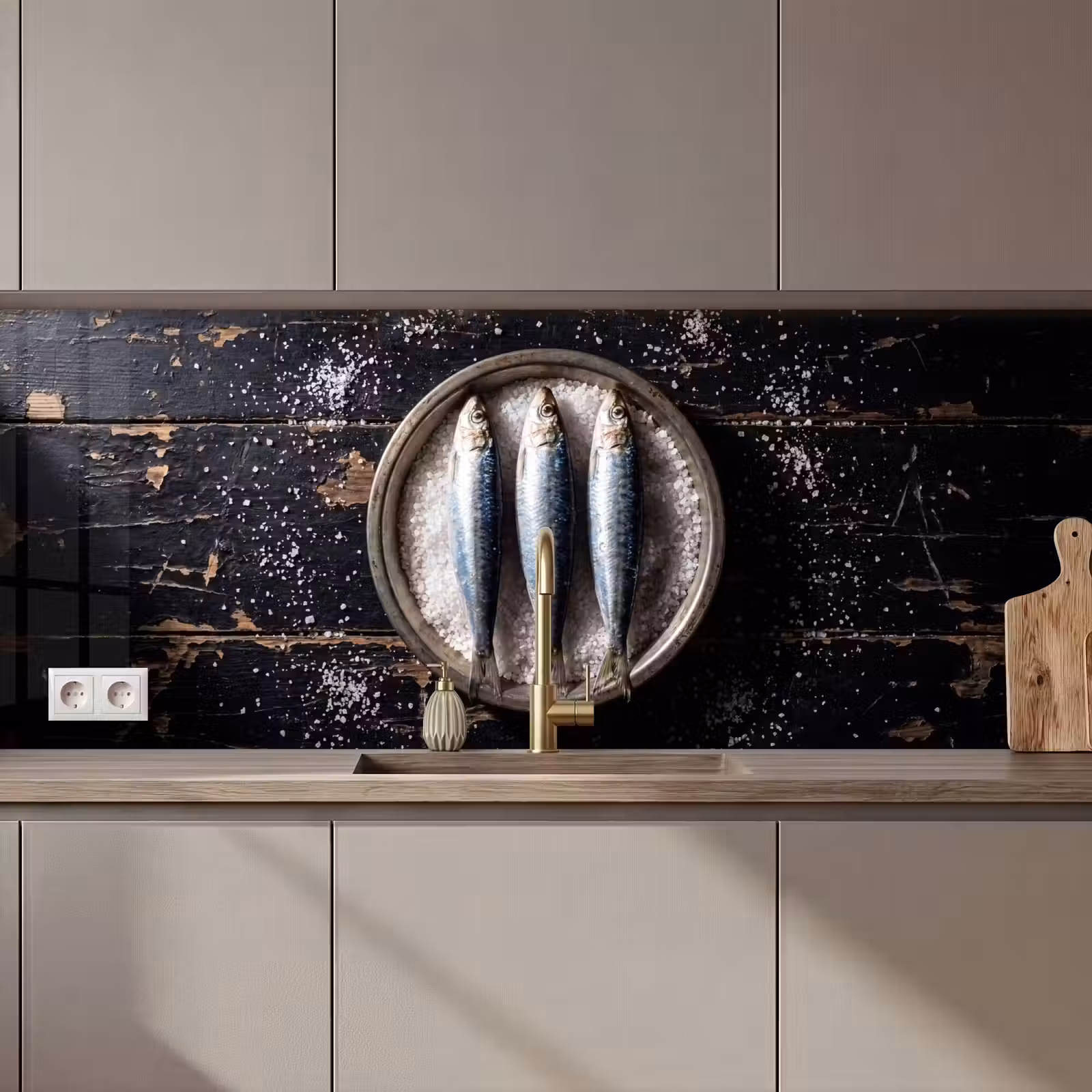 Kitchen Wall Splashback - Fish - Salt - Food - Vis - Zout - Eten keuken achterwand 2 middel zz_3dshopping